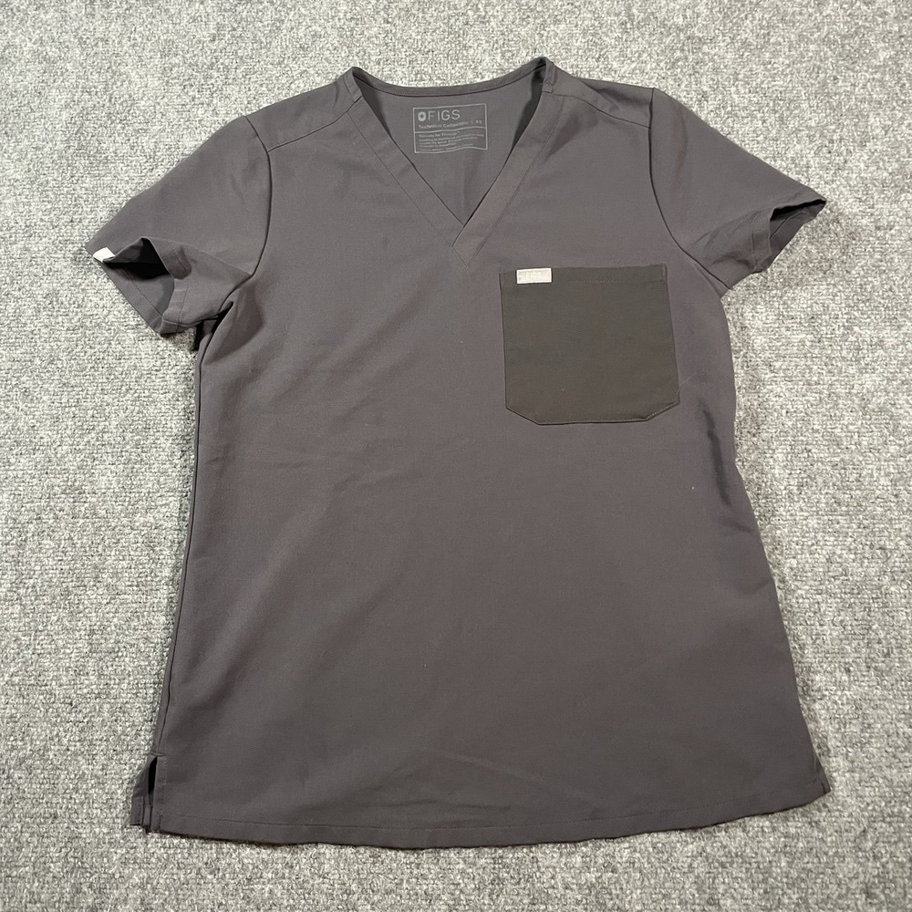 FIGS Gray V-Neck Scrub Top